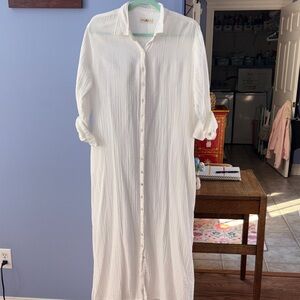 NATURAL LIFE 100% Cotton Gauze Button Dress/Kimono
